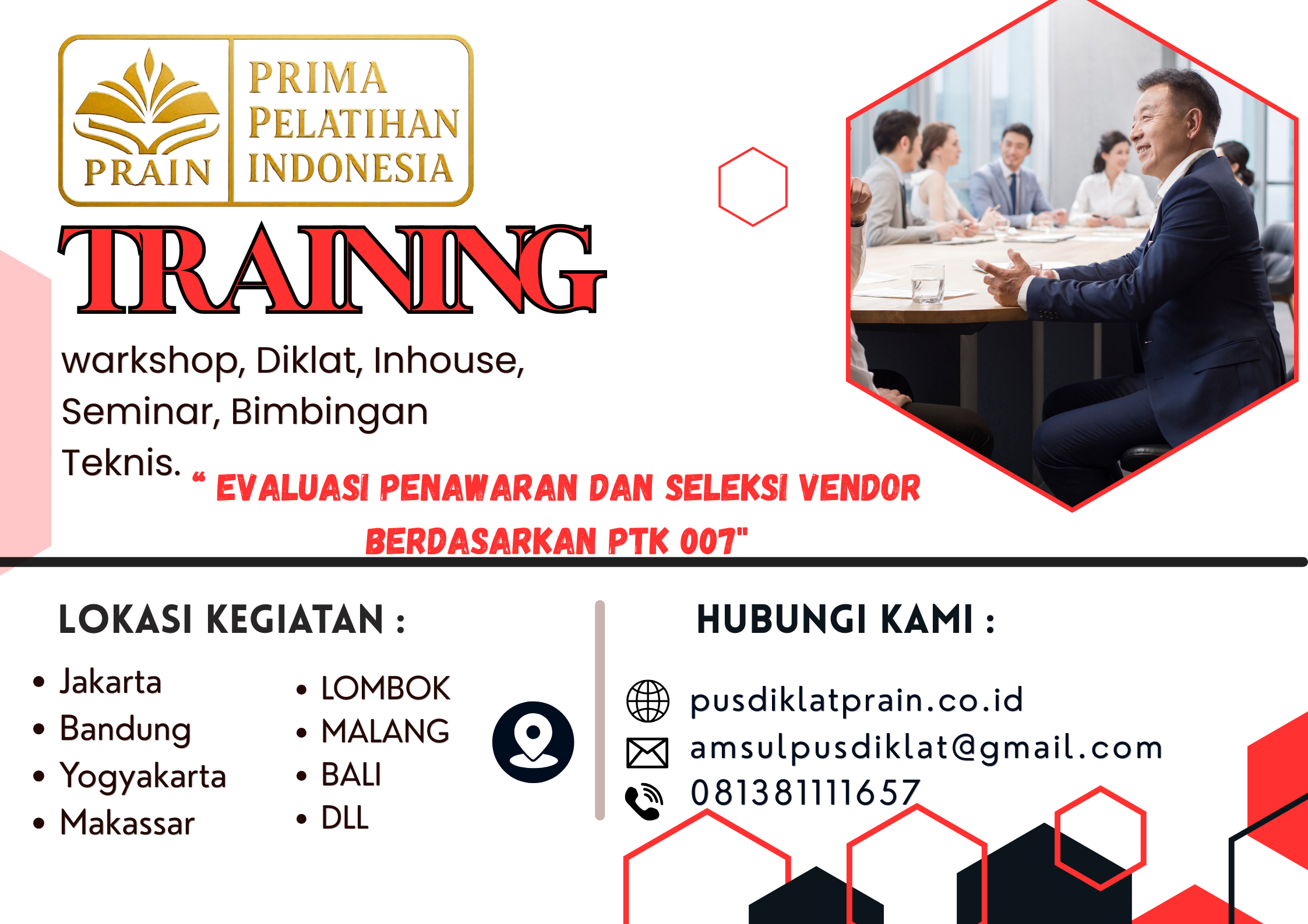 Training Evaluasi Penawaran dan Seleksi Vendor Berdasarkan PTK 007 2026-2027